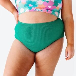 High waisted textured swim bottom
